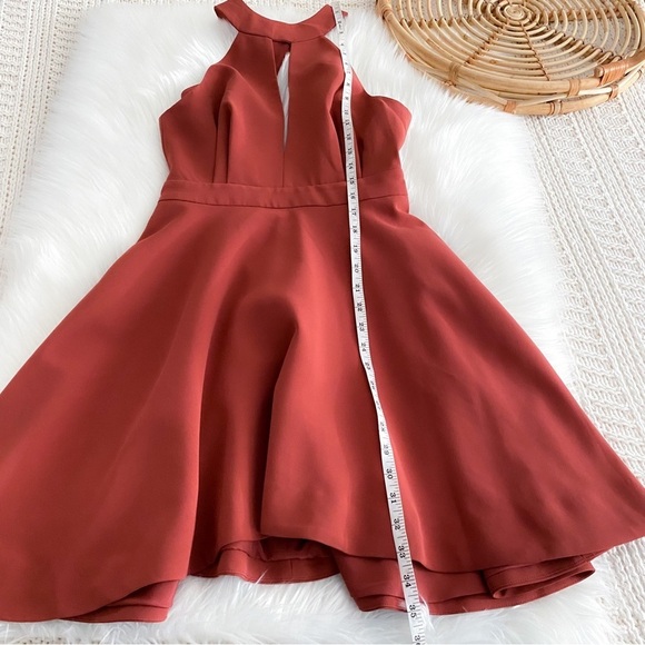 C/MEO Collective Witness Mini Dress in Marsala Red Halter Neck Cutout Sleeves XS - Picture 15 of 16